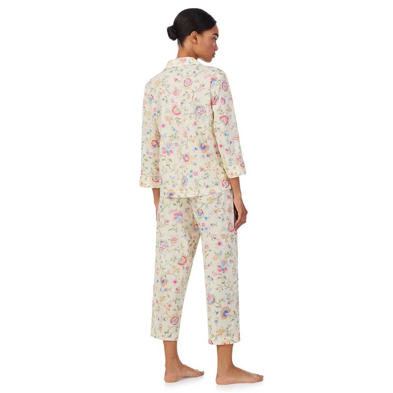 Lauren Ralph Lauren Classic Lawn 3/4 Sleeve Notch Collar Pajama Set image number 7
